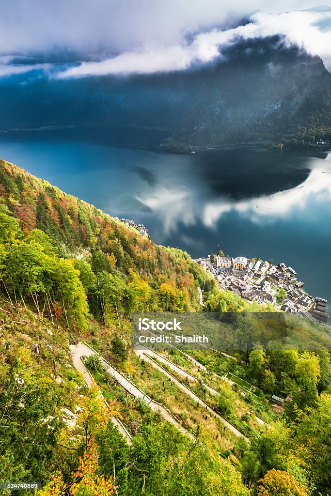 View of Hallstatt from the top of mountain 2015 Stock Photo