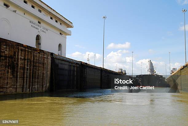 Bulk Carrier Ship Transiting The Panama Canal Stock Photo - Download Image Now - 2015, Built Structure, Bulk Carrier