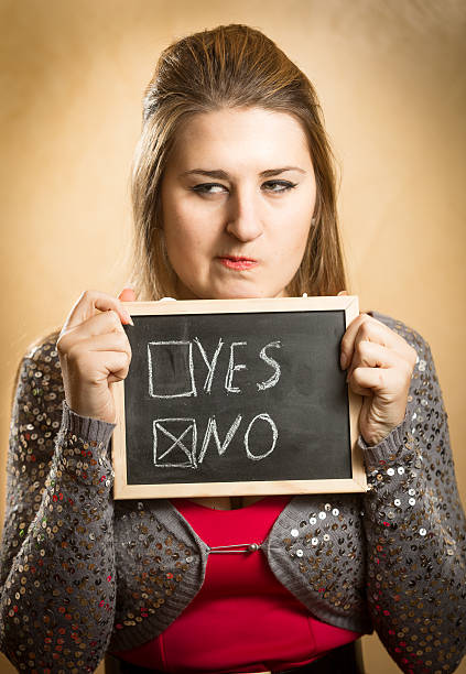 istock portrait of woman choosing negative answer box 534742853