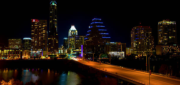 istock Austin Panoramic Night Cityscape Skyline Skyscraper Congress Bridge 534743527