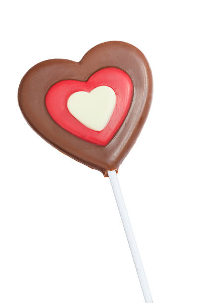 istock Chocolate heart lollipop isolated 534745259