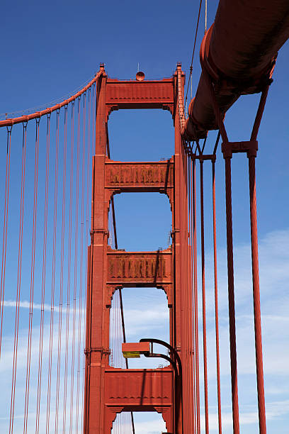 golden gate bridge - san francisco county suspension bridge cityscape marin tower stock-fotos und bilder