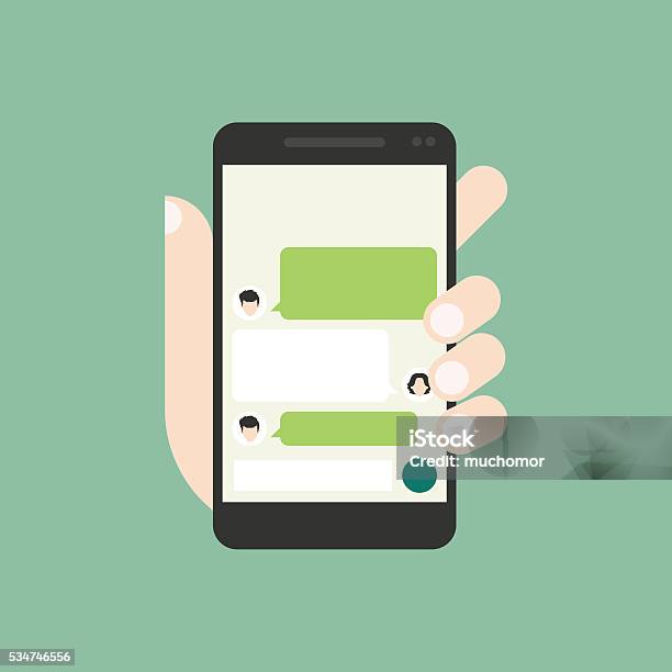 Communicator To Chatting On Mobile Phone Stock Illustration - Download Image Now - Phone Message, Send, Vector