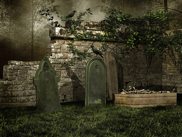 średniowieczny cmentarz z kości - stone coffin zdjęcia i obrazy z banku zdjęć