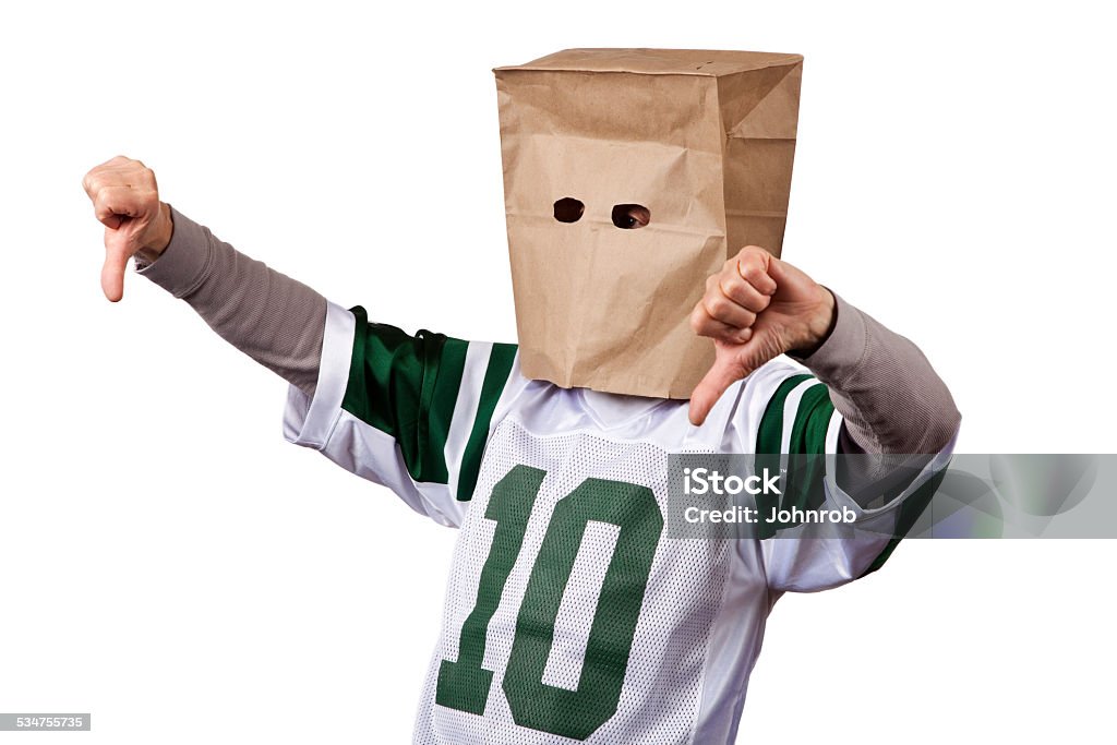 Frustrated Sports Fan Paper Bag On Head Thumbs Down Gesture Stock Photo -  Download Image Now - iStock