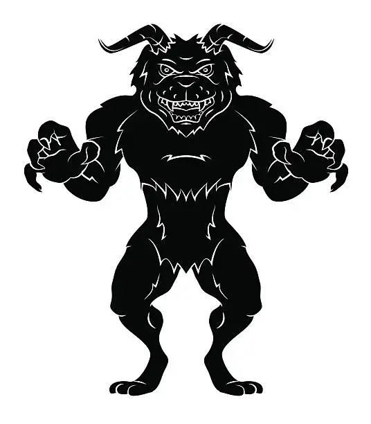 Vector illustration of Horn Monster tattoo