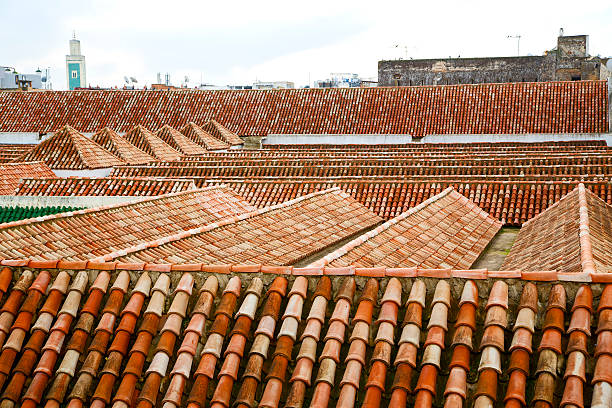 old moroccan  tile roof in the old city