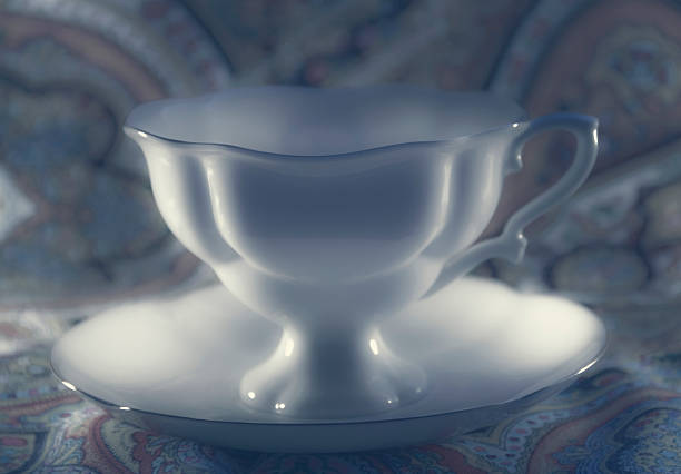 istock White porcelain cup with saucer in dark sepia 534763807