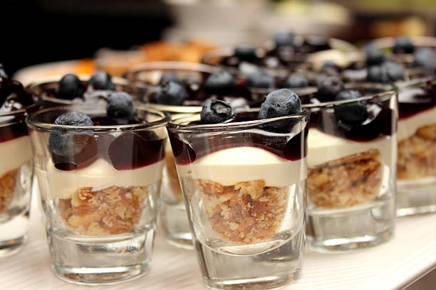 istock Blueberry cream in glass  closeup on table 534764327
