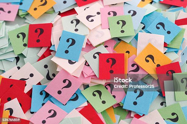 Too Many Questions Stock Photo - Download Image Now - Question Mark, Adhesive Note, Heap