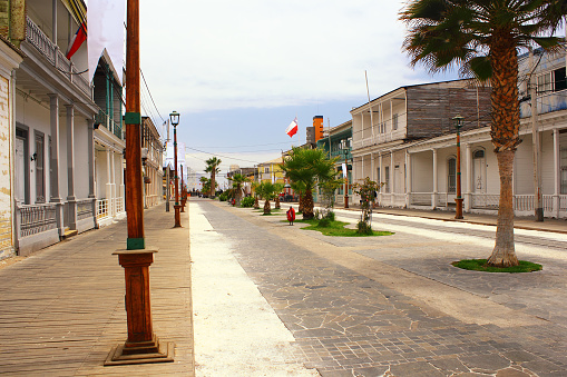 Baquedano Street in old town of  Iquique city in chile