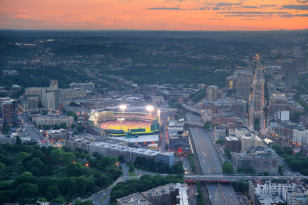 istock Boston aerial view at sunset 534783635