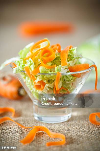 Salad Of Fresh Chopped Cabbage And Carrots Stock Photo - Download Image Now - 2015, Appetizer, Bowl