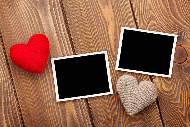istock Photo frames and handmaded valentines day toy hearts 534786925