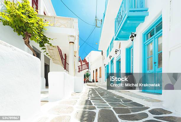 Street In Mykonos Greece Stock Photo - Download Image Now - Mykonos, Greece, House