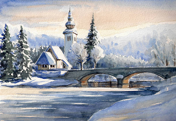 пейзаж - lake bohinj illustrations stock illustrations