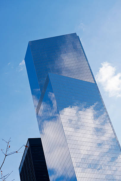 istock Skyscrapers from ground view with blue sky visible 534800711