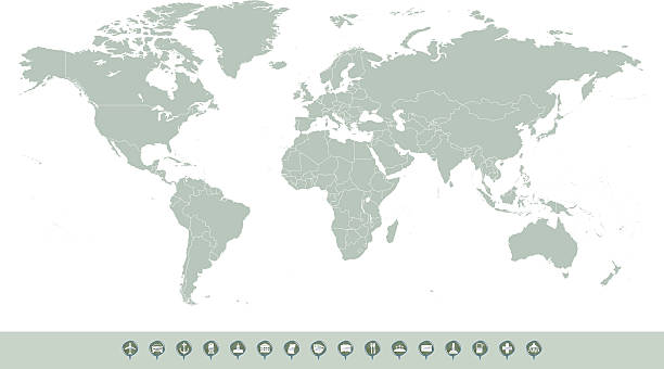 hight detailed divided world map - 錯綜複雜 幅插畫檔、美工圖案、卡通及圖標