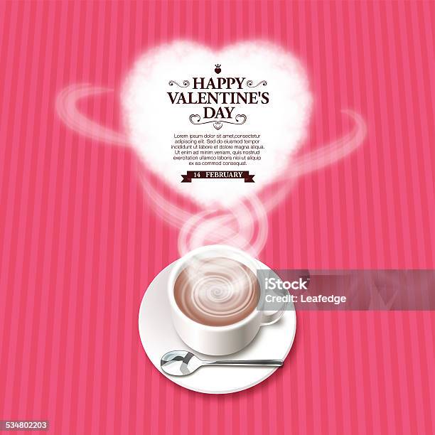 Valentines Day Backgroundsteam Of Heart From The Hot Chocolate Stock Illustration - Download Image Now