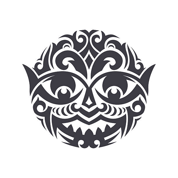 ilustrações, clipart, desenhos animados e ícones de máscara tribal - pattern maori tattoo indigenous culture