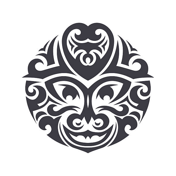 ilustrações, clipart, desenhos animados e ícones de máscara tribal - pattern maori tattoo indigenous culture