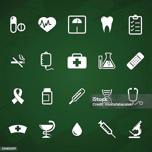 White Medical And Hospital Icons Stock Illustration - Download Image Now - 2015, Accidents and Disasters, Animal Scale