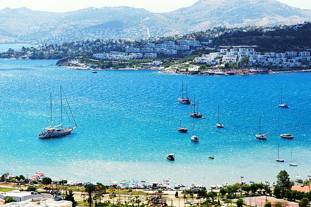 istock Recreation yachts near beach on Turkish resort, Bodrum, Turkey 534803907