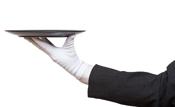 istock side view of hand in white glove with black plate 534804141