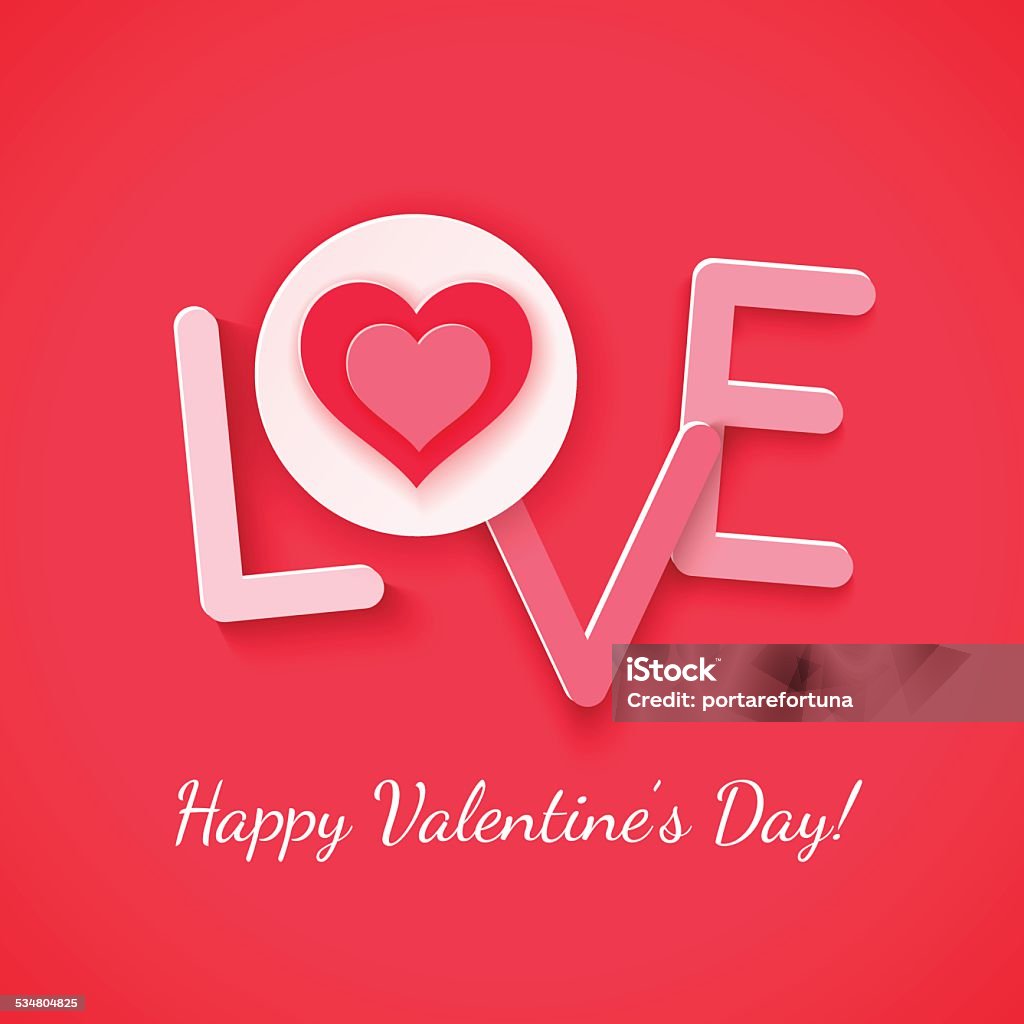 Paper Love With Heart Over Red Stock Illustration - Download Image ...