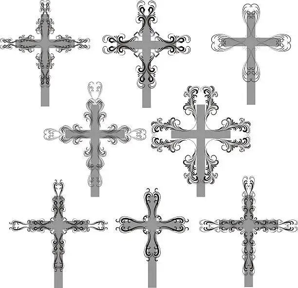 Vector illustration of Ornamental crosses