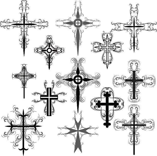 Vector illustration of Decorative crosses
