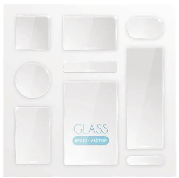 Vector illustration of Transparent glass buttons set