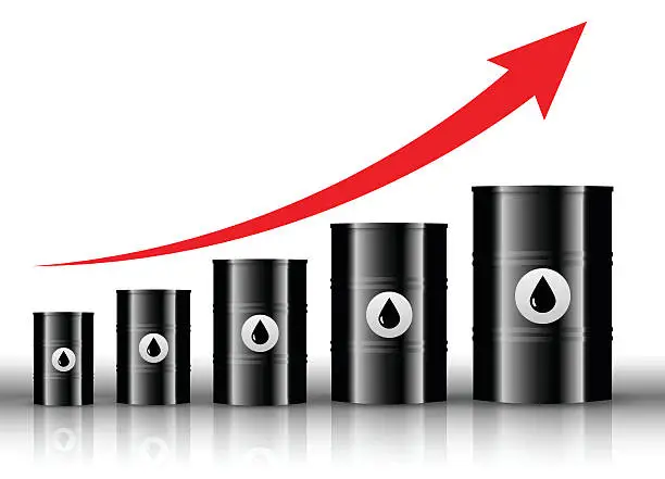Vector illustration of Oil barrels and positive trend
