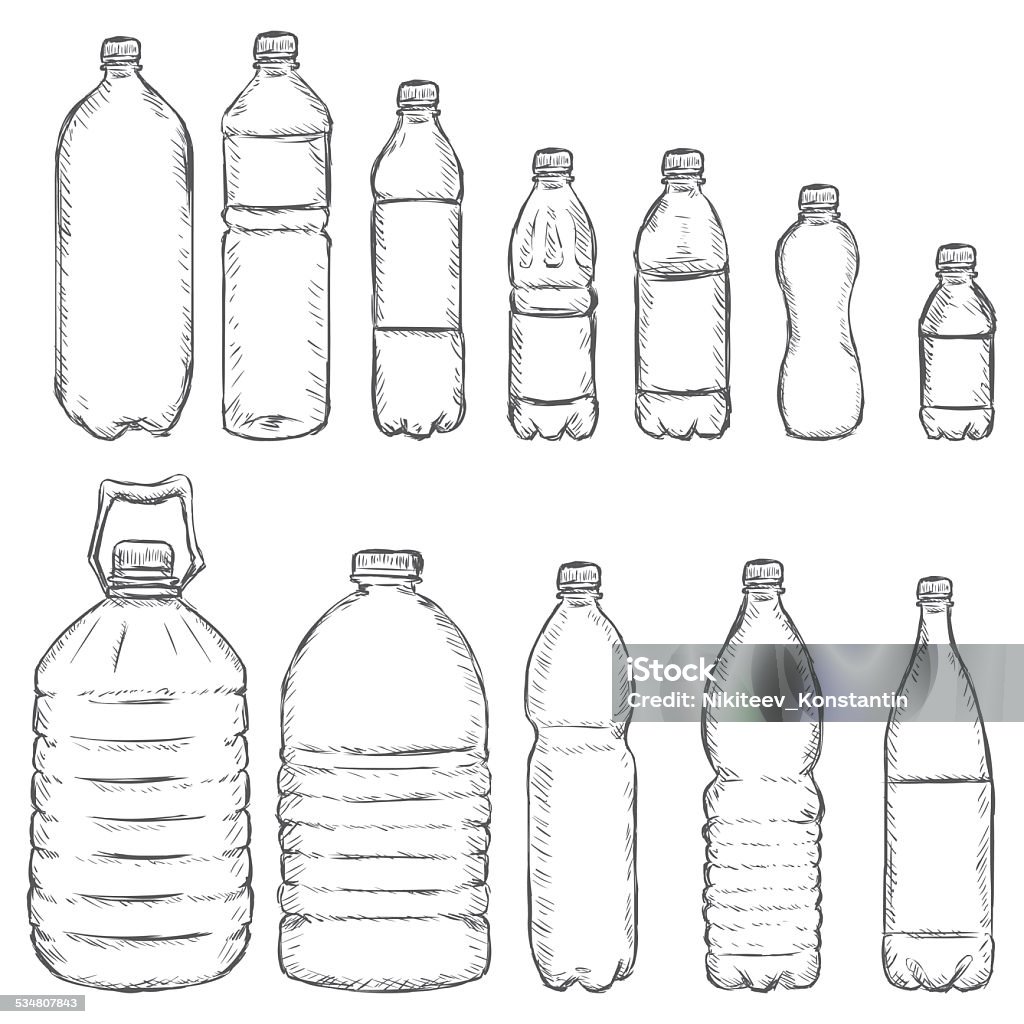 Vector Set of Sketch Plastic Bottles Bottle stock vector