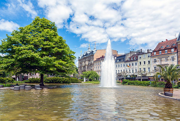 City of Baden Baden Fountain in Summer, Germany Augustaplatz in Baden Baden fountain in summer, Germany baden baden stock pictures, royalty-free photos & images