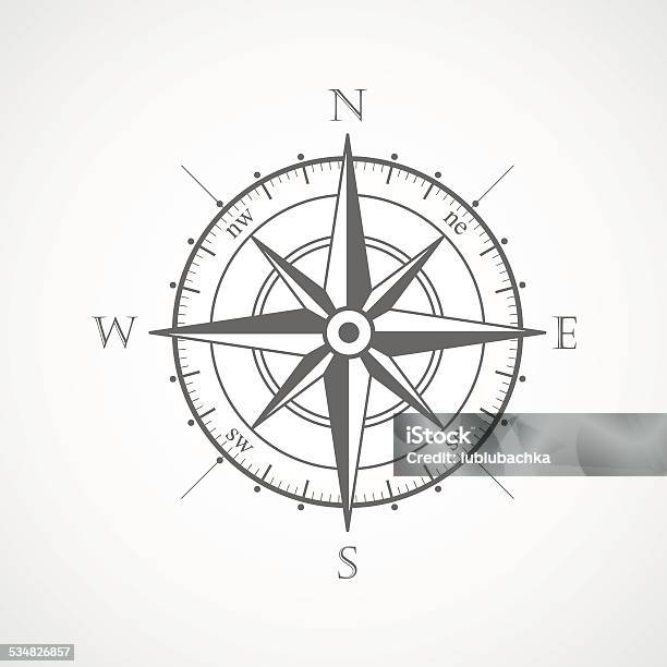 Black Wind Rose Isolated Vector Illustration Stock Illustration - Download Image Now - Navigational Compass, Vector, Rose - Flower