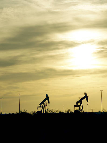 Pump Jacks in West Texas stock photo