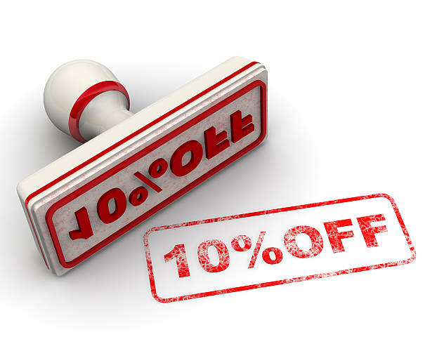 10% OFF. Seal and imprint stock photo