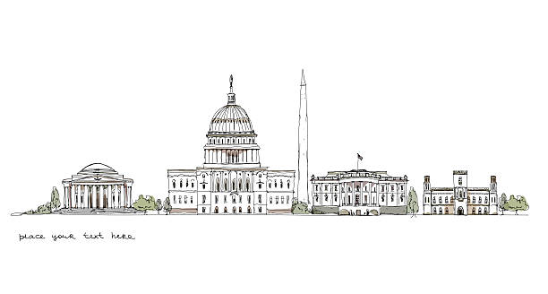 Buildings of Washington, sketch collection Buildings of Washington, sketch collection smithsonian museums stock illustrations