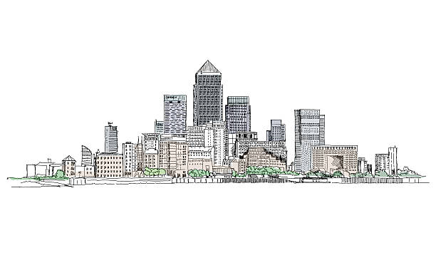 istock Canary Wharf business aria, London, Sketch collection 534831223