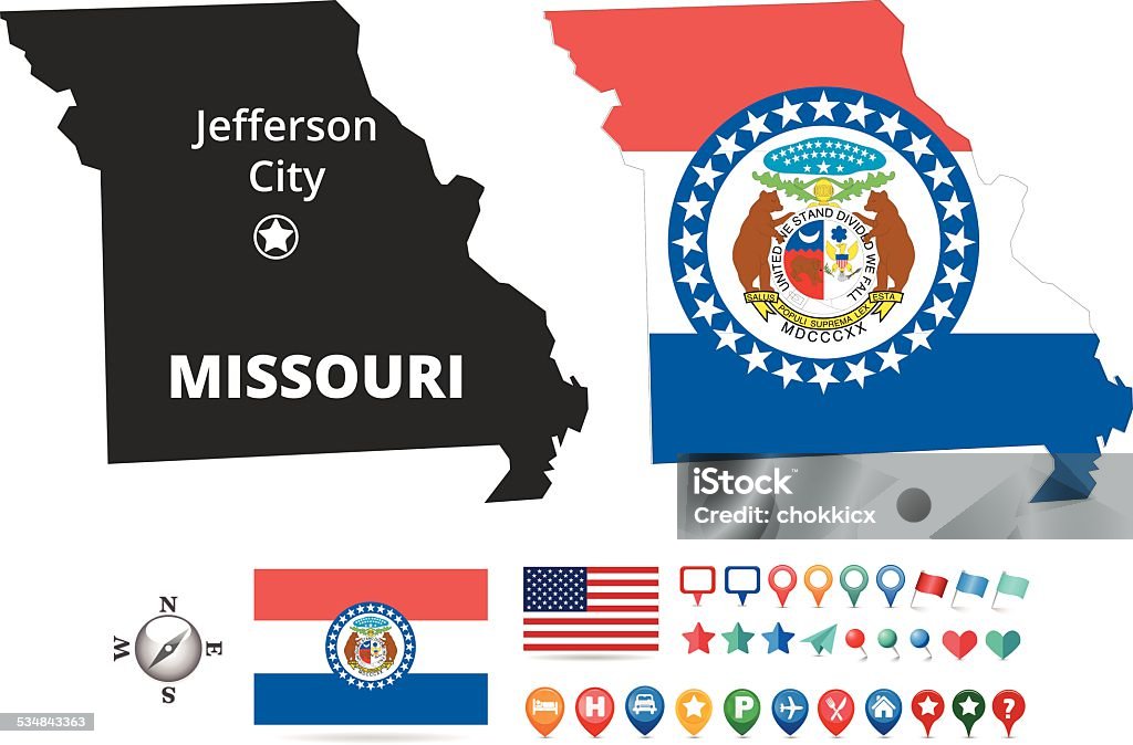 Mapa de Missouri - arte vectorial de 2015 libre de derechos