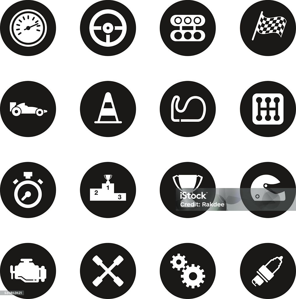 Motor Racing Icons - Black Circle Series Motor Racing Icons Black Circle Series Vector EPS10 File. Icon Symbol stock vector