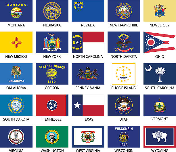 State Flags USA states flags. Each flag on its own layer. oregon ohio stock illustrations