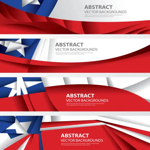 Vector illustration of Abstract Chile Background Flag Collection, Chilean Art (Vector Art)