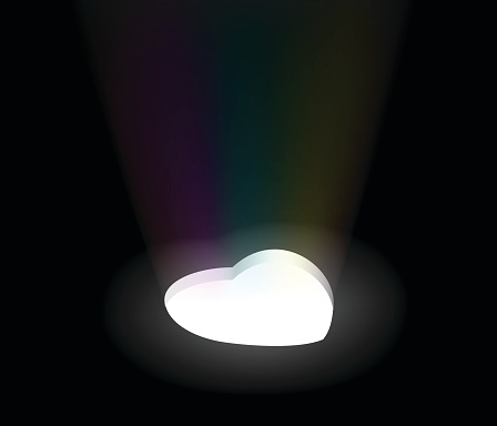 Bentuk Hati Dengan Cahaya Pelangi Ilustrasi Stok - Unduh Gambar