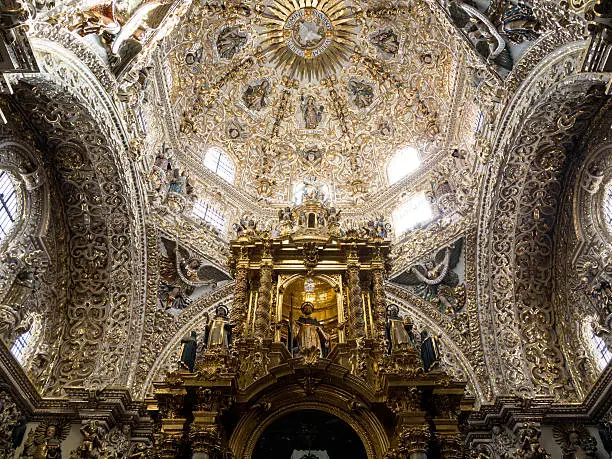 Baroque ornamentation in the Rosary Chapel of Santo Domingo church, Mexico. Famous for it's churrigueresque baroque style that shows indigenous influences.