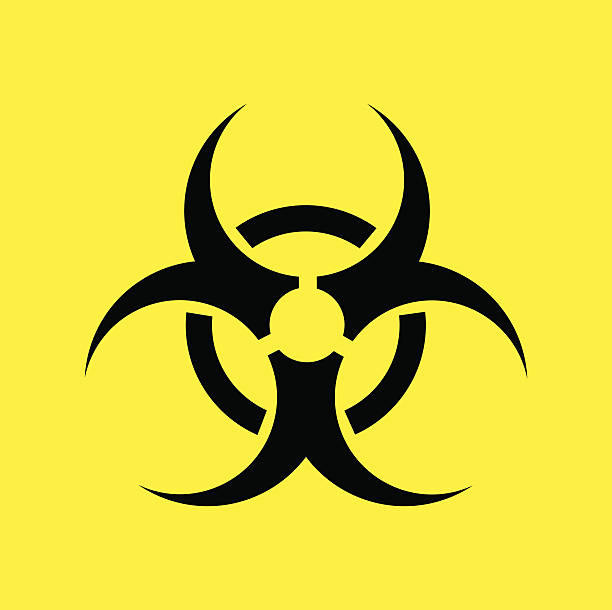 biologische gefährdung warning symbol auf gelben hintergrund. vektor. - medical waste stock-grafiken, -clipart, -cartoons und -symbole