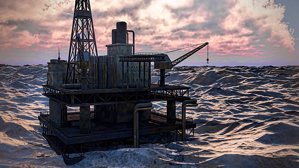 Oil rig  platform Oil rig  platform at sunset oil pump incomplete rough oil stock pictures, royalty-free photos & images