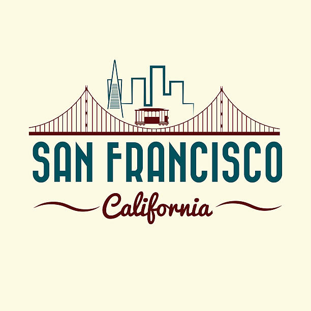 샌프란시시코 골든 게이트 브릿지 트램 - san francisco county skyline vector bridge stock illustrations