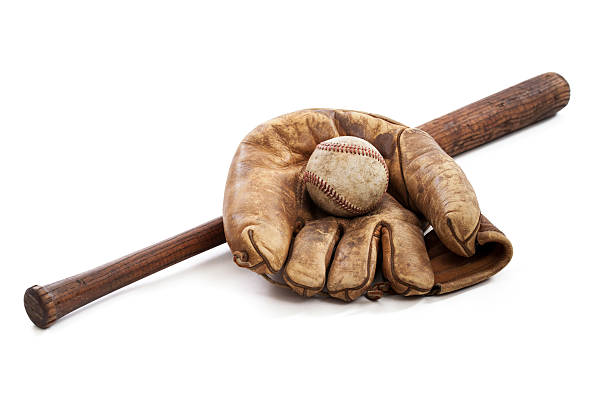 vintage baseball-ausstattung - baseball glove baseball baseballs old fashioned stock-fotos und bilder